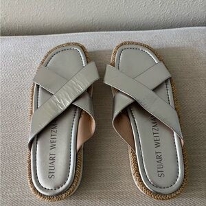 Stuart Weitzman Silver Slide Sandals